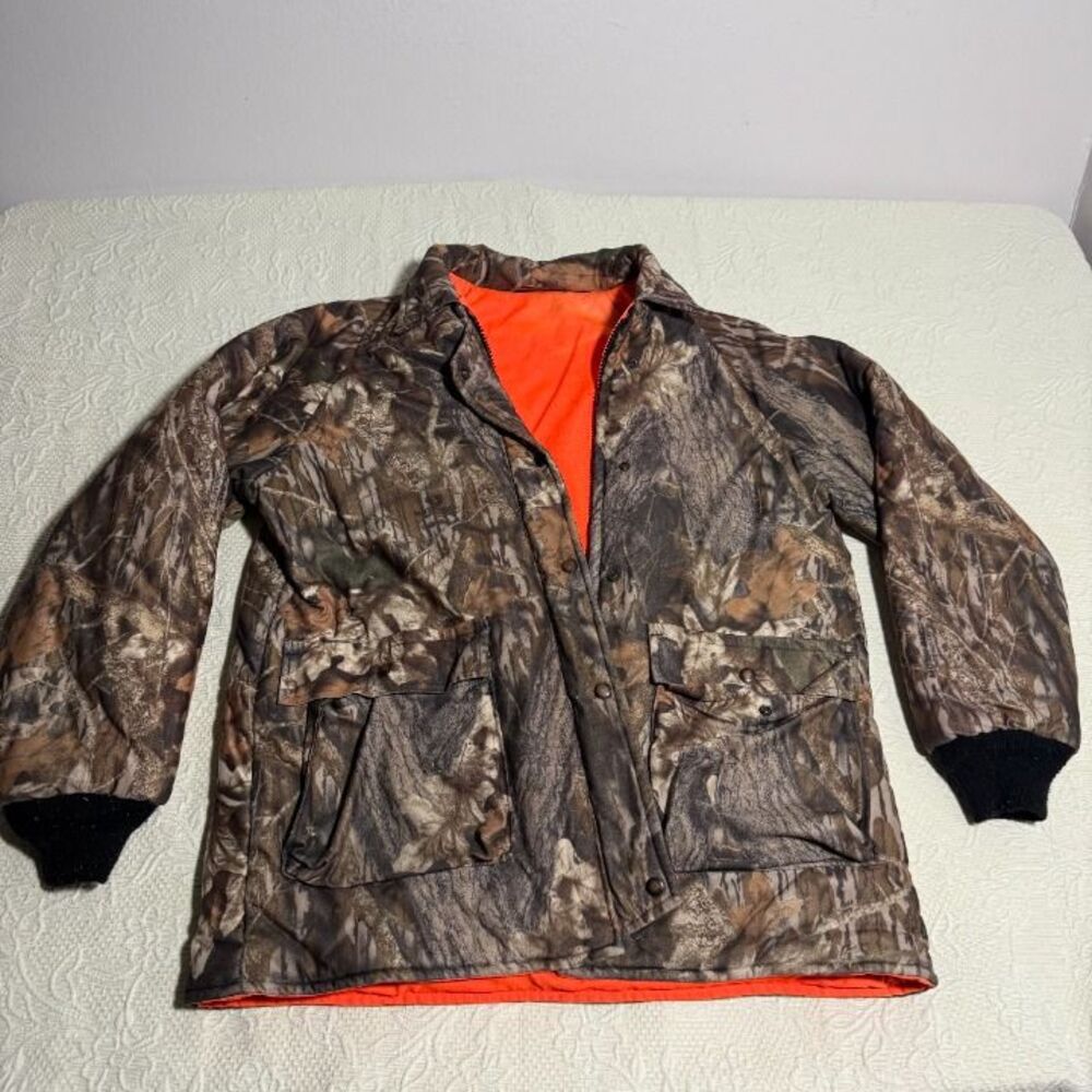 Vintage Mossy Oak Reversible Camo to Blaze Orange Hunting Jacket Size L